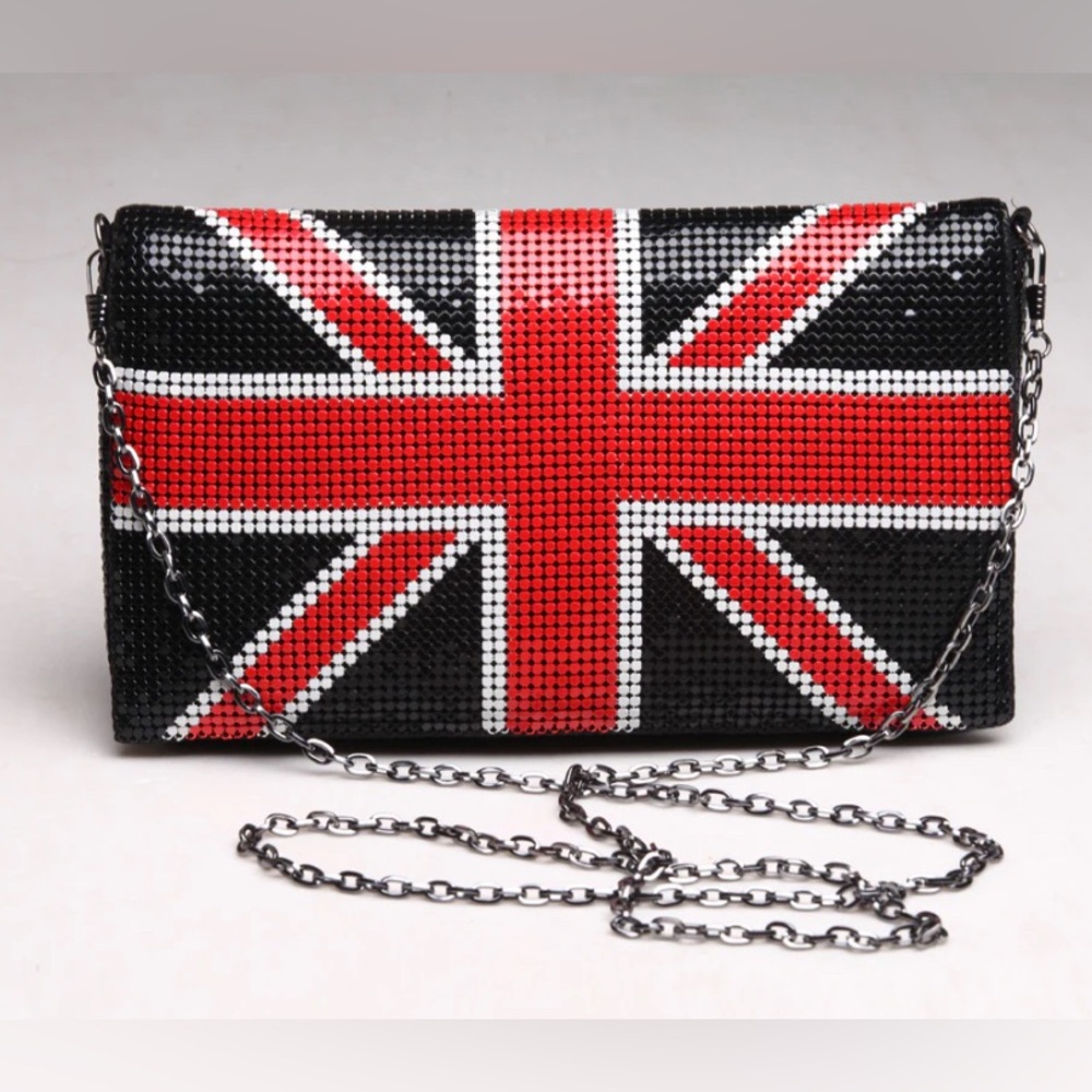 NWT Mod Union Jack Metal Mesh Crossbody / Clutch Option Bag by Urban Expressions